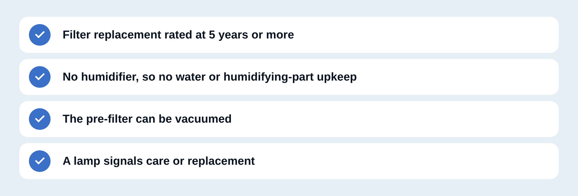 Four points for ease of upkeep