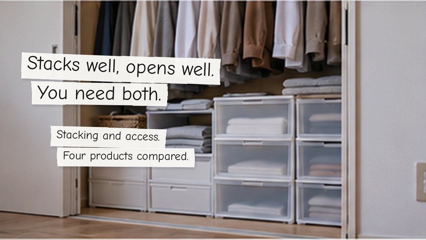 Stacks well, opens well. You need both. Stacking and access. Four products compared.