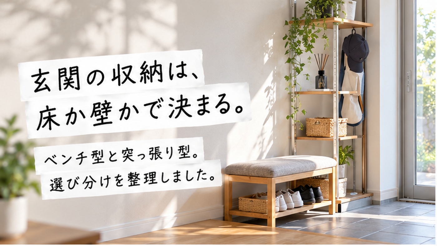 玄関の収納は、床か壁かで決まる。 ベンチ型と突っ張り型。選び分けを整理しました。