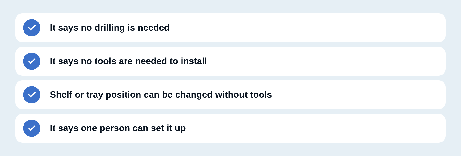 Four points for ease of setup