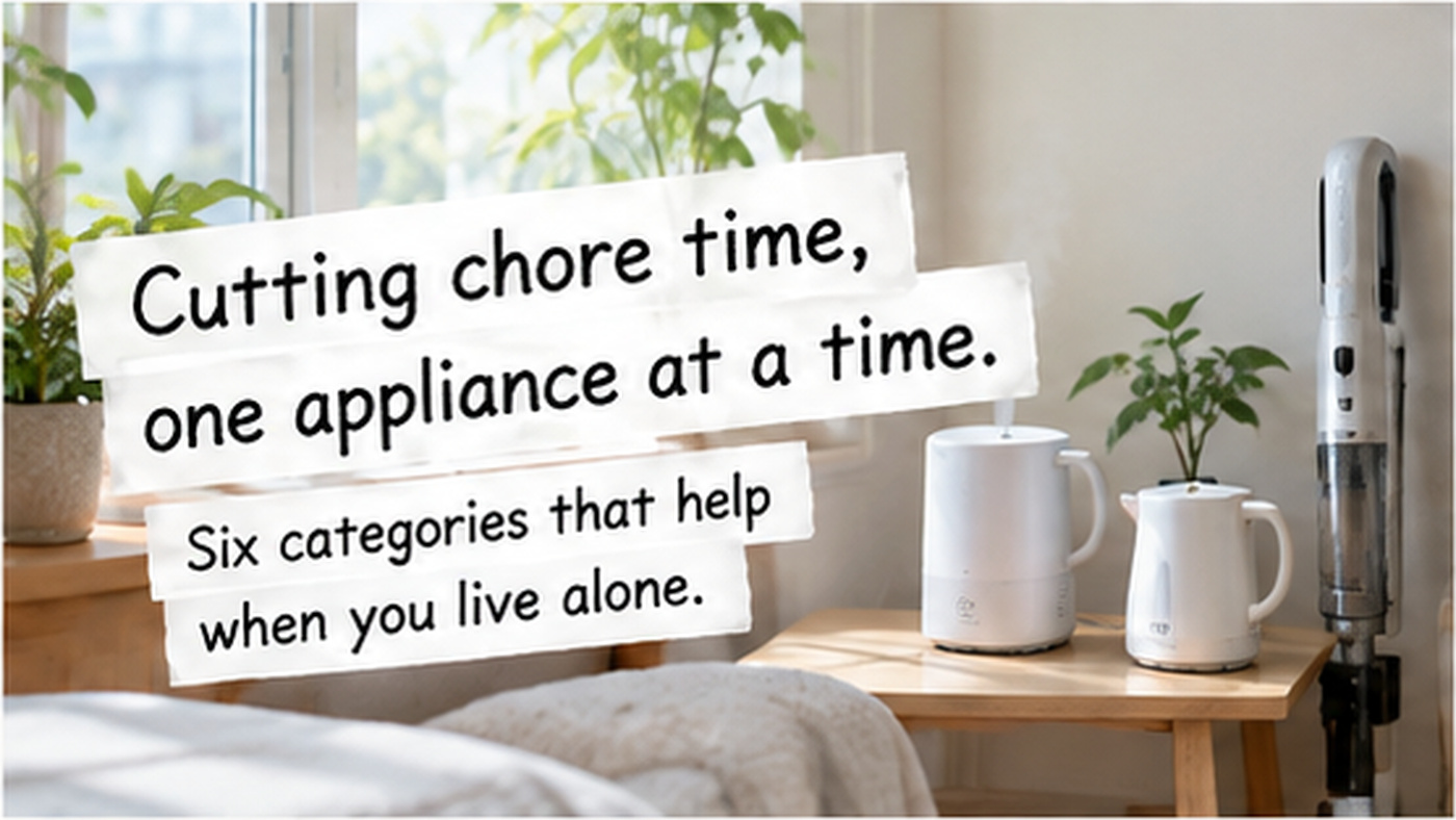 Cutting chore time, one appliance at a time. Six categories that help when you live alone.