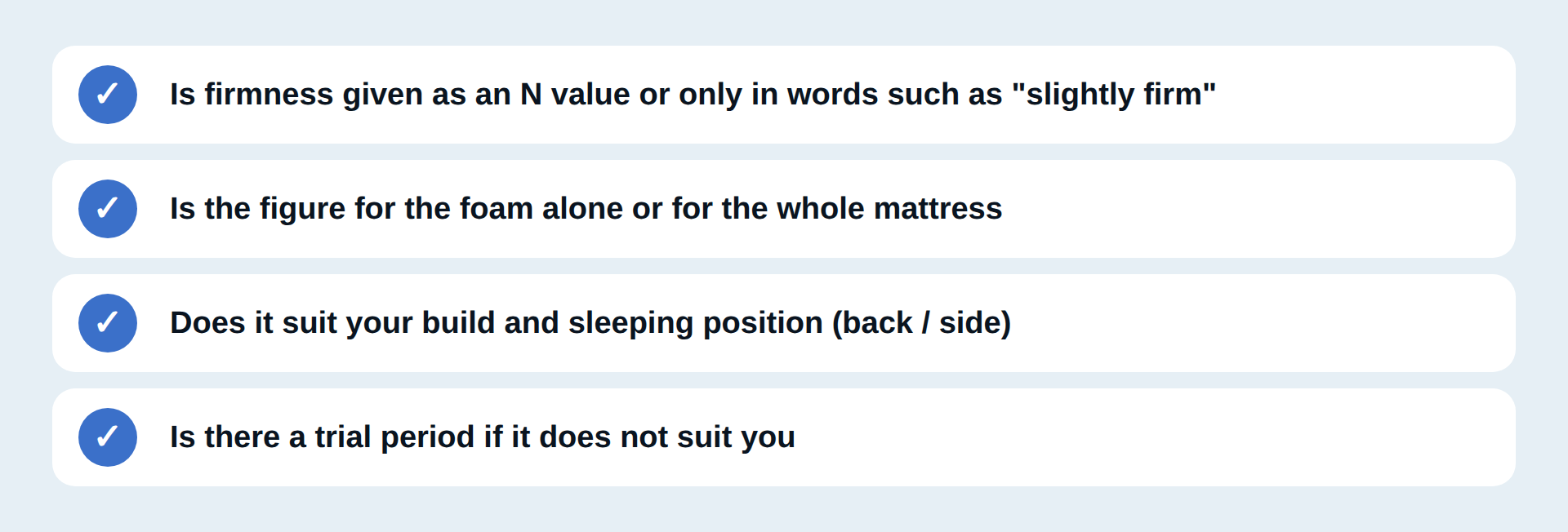 Four things to check when choosing firmness