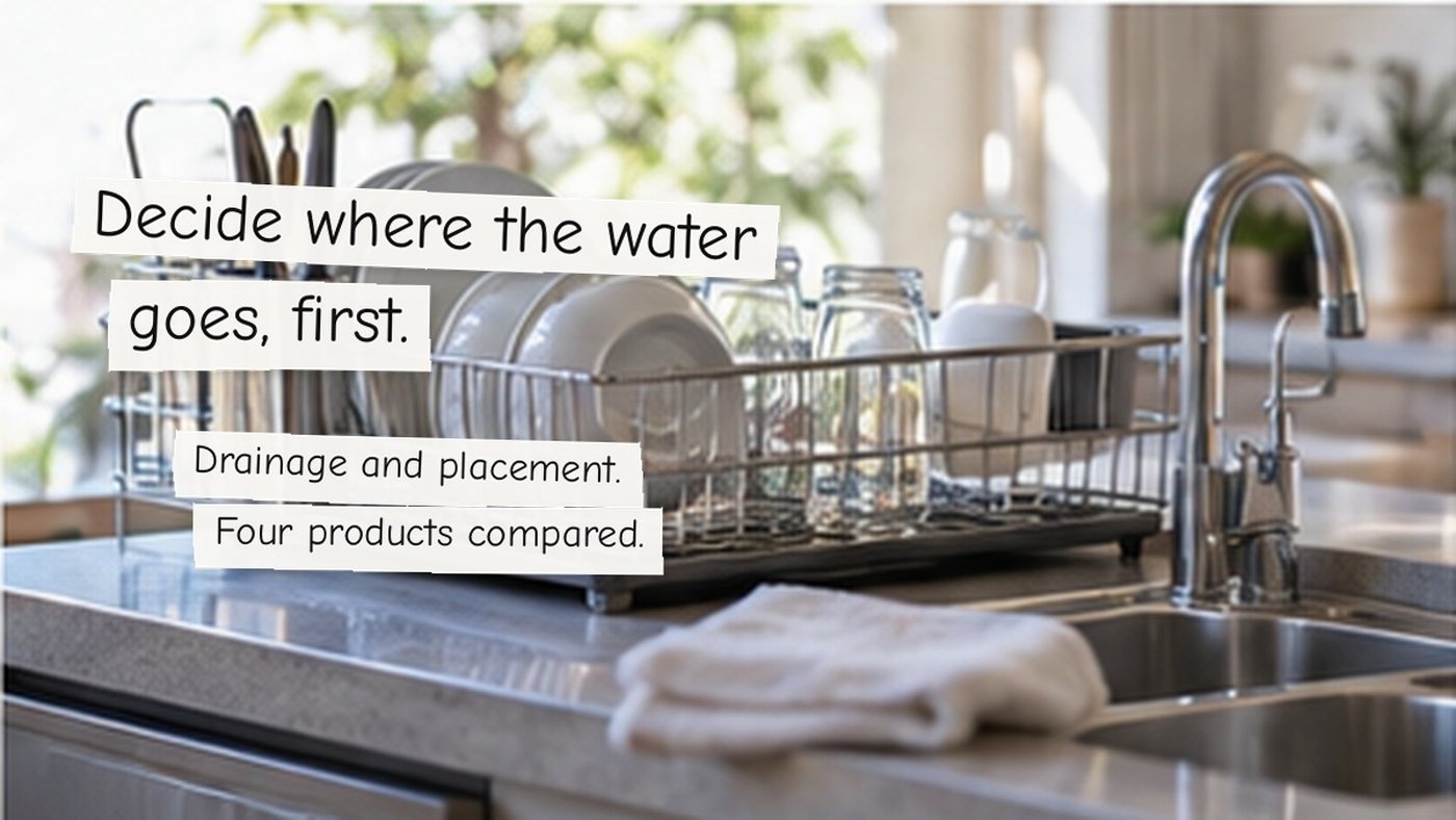 Decide where the water goes, first. Drainage and placement. Four products compared.