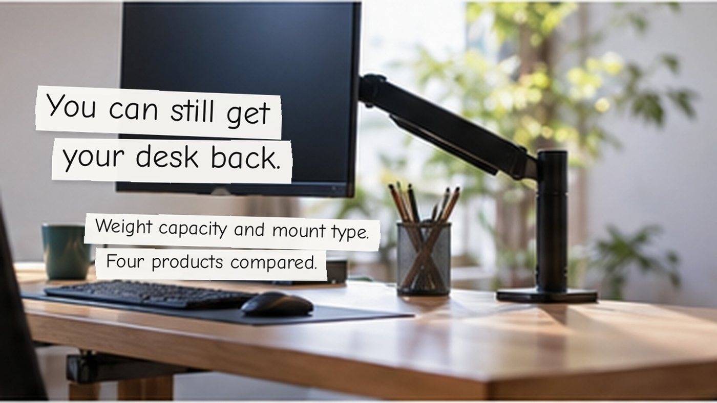 You can still get your desk back. Weight capacity and mount type. Four products compared.