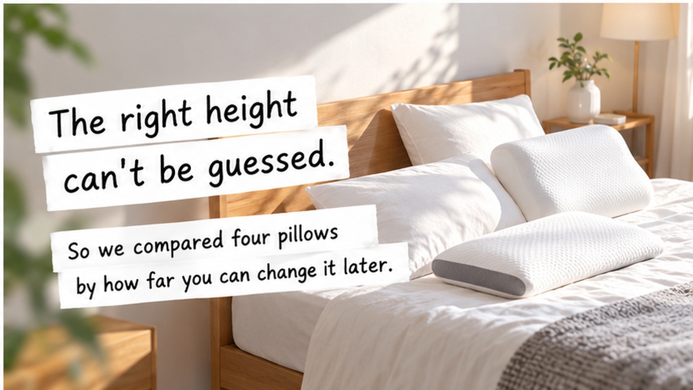 The right height can't be guessed. So we compared four pillows by how far you can change it later.