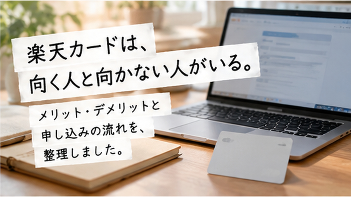 楽天カードは、向く人と向かない人がいる。 メリット・デメリットと申し込みの流れを、整理しました。